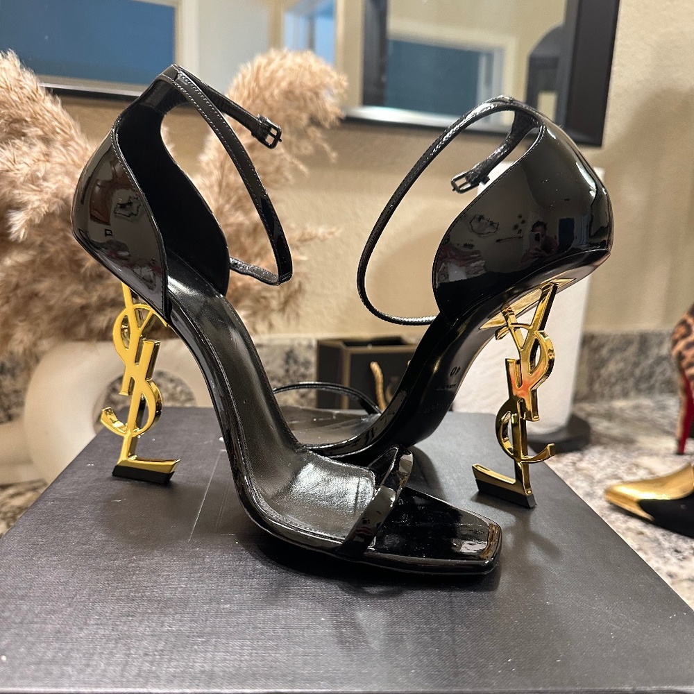 YSL black and gold heels